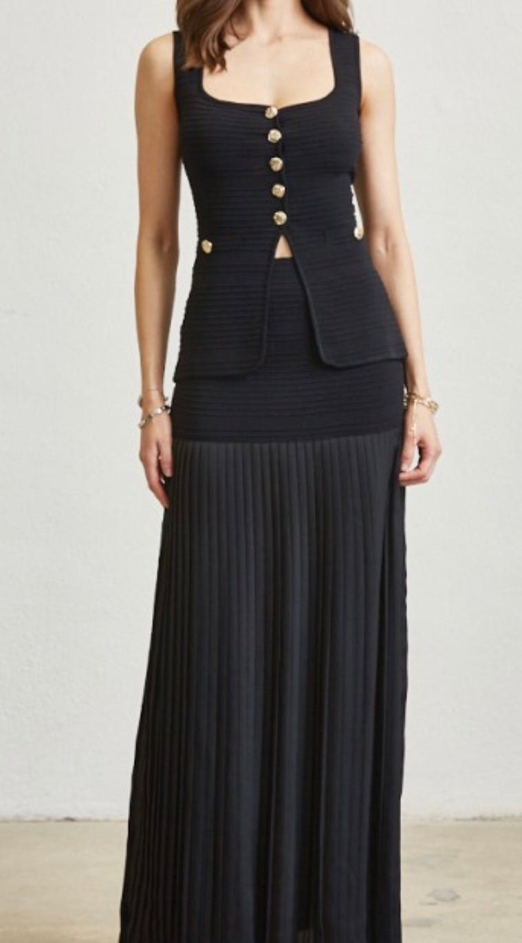 Vest Top Pleated Skirt Set