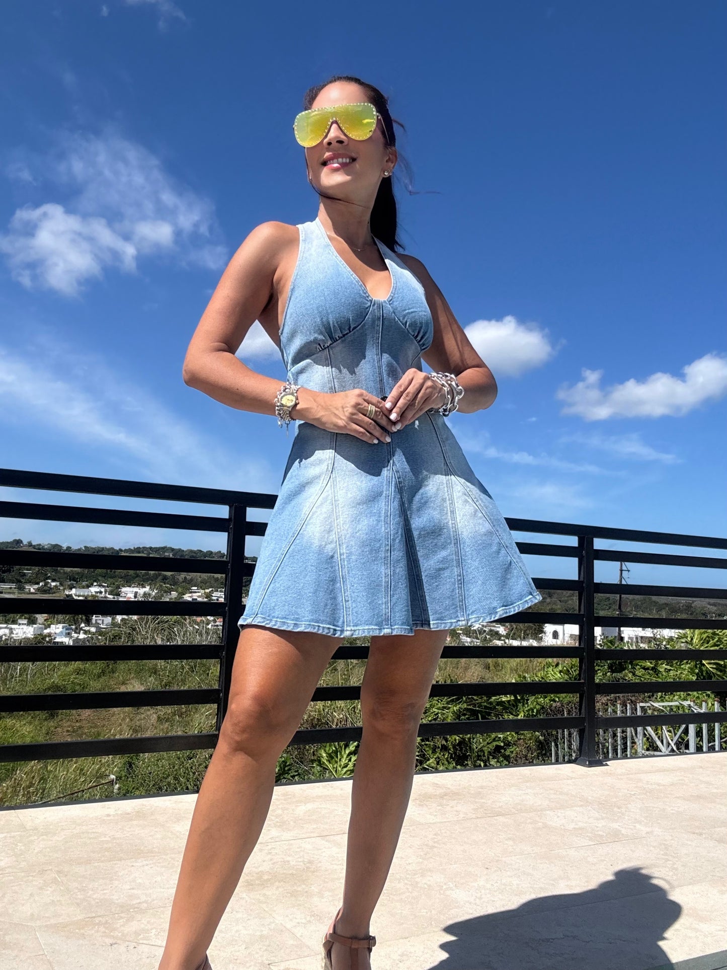 Denim Fit & Flare Dress