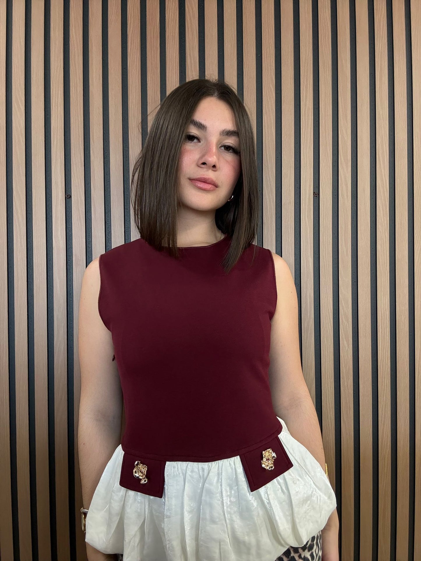 Burgundy Peplum Chic Top