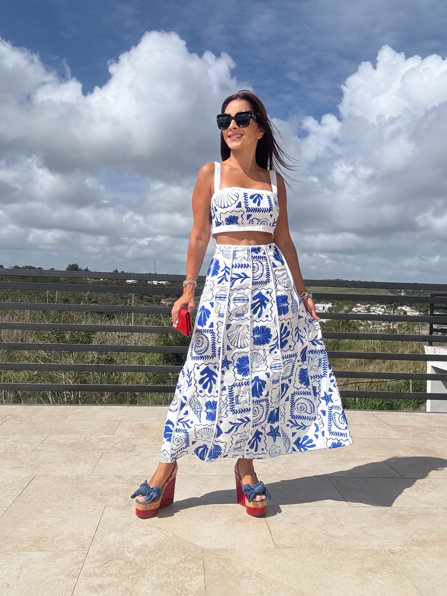 Mediterránea Blue Skirt Set