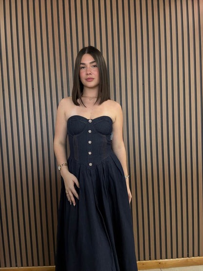 DARK DENIM MIDI