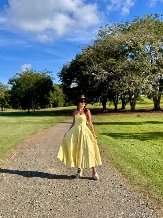 Soléa Yellow Midi Dress