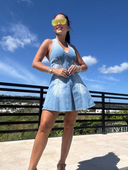 Denim Fit & Flare Dress