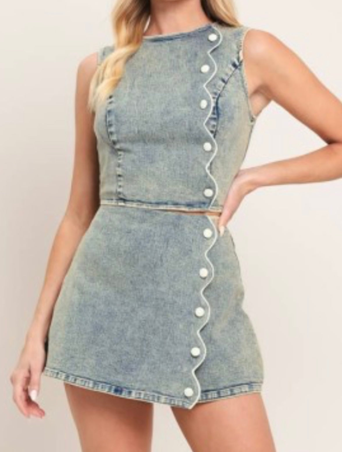 Denim Chic Set Skirt Short