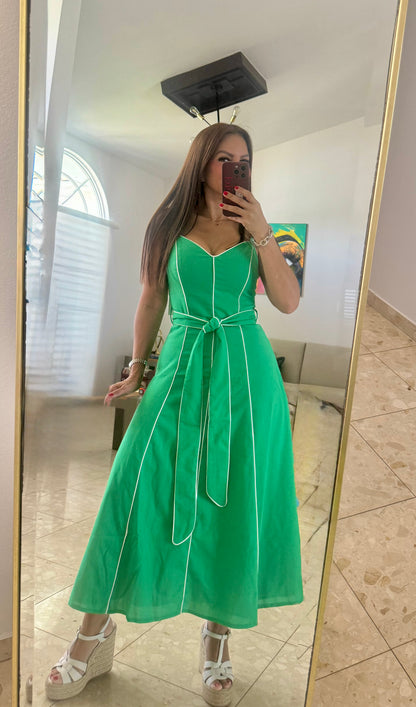 Green Knit Midi Dress