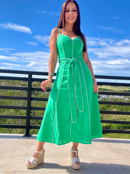 Green Knit Midi Dress