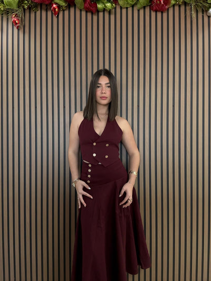 Set Skirt Wine MIDI
