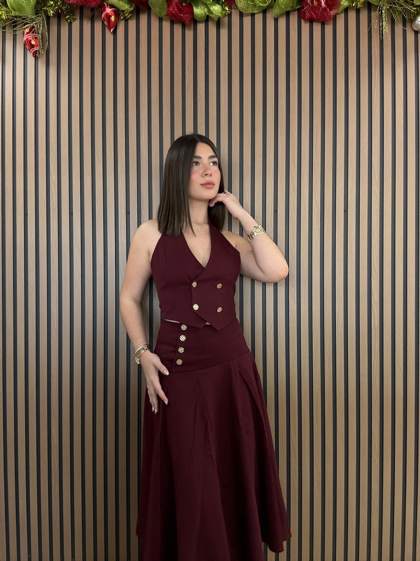 Set Skirt Wine MIDI