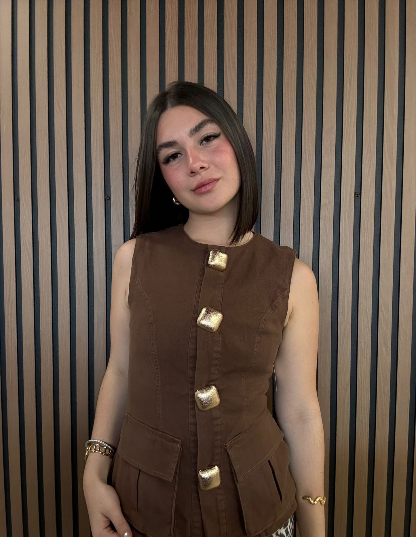 Brown Denim Chic Top