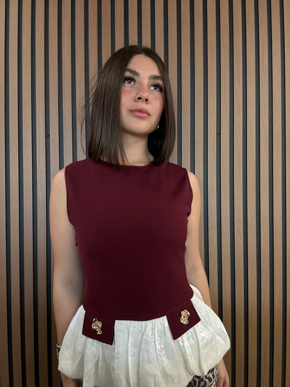 Burgundy Peplum Chic Top