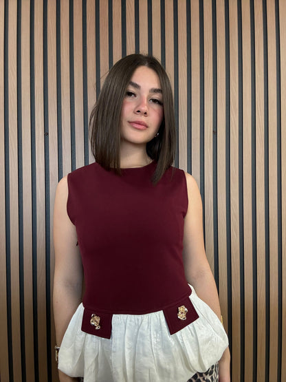 Burgundy Peplum Chic Top