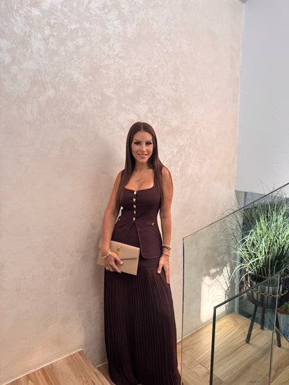 Vest Top Pleated Skirt Set