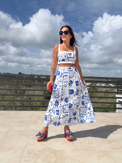 Mediterránea Blue Skirt Set