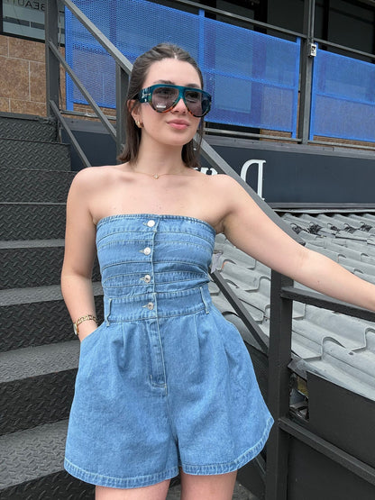 Denim Charm Romper