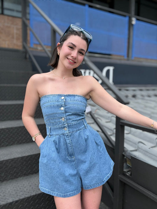 Denim Charm Romper