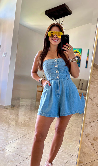 Denim Charm Romper
